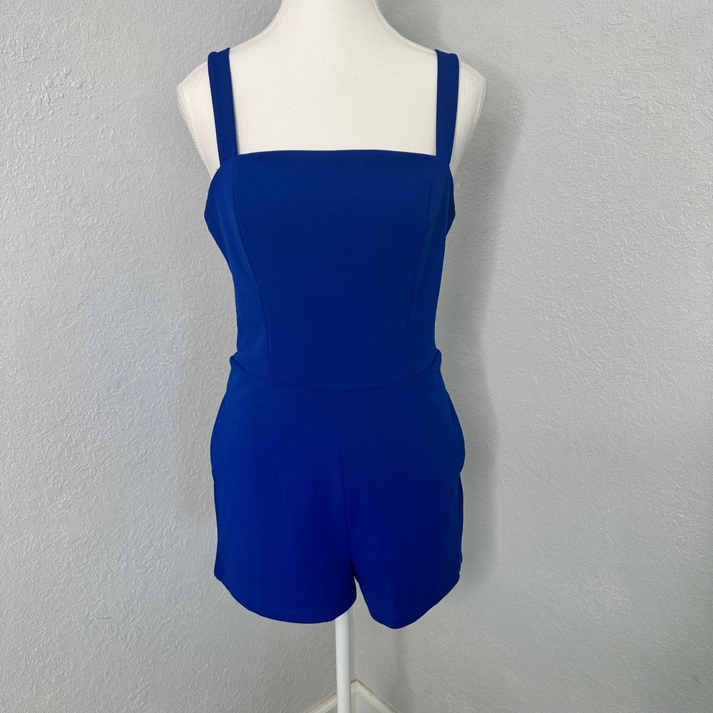 Crystal Sky Cobalt Blue Romper Sleeveless Square Neck Party Cocktail Clubwear